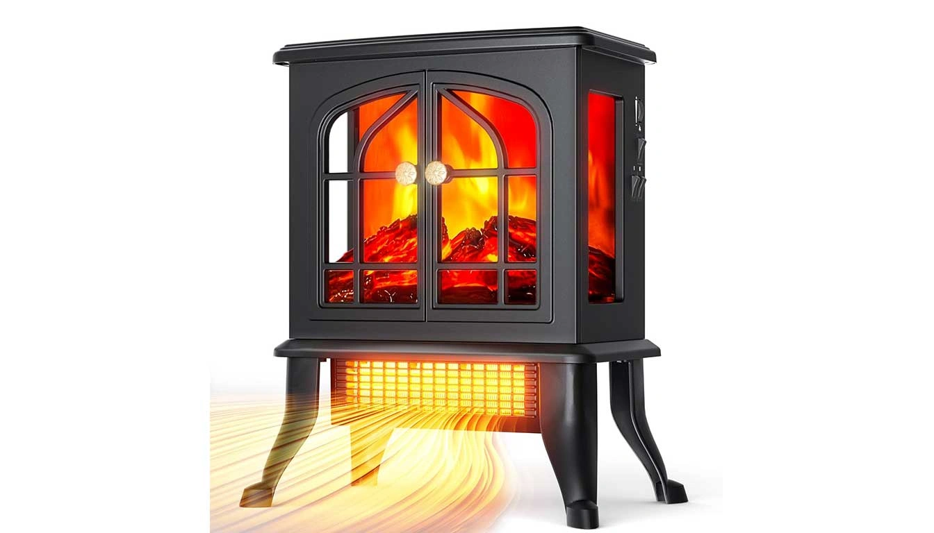 BLUEQUE 2000W Fan Heater with 3D Flame Effect
