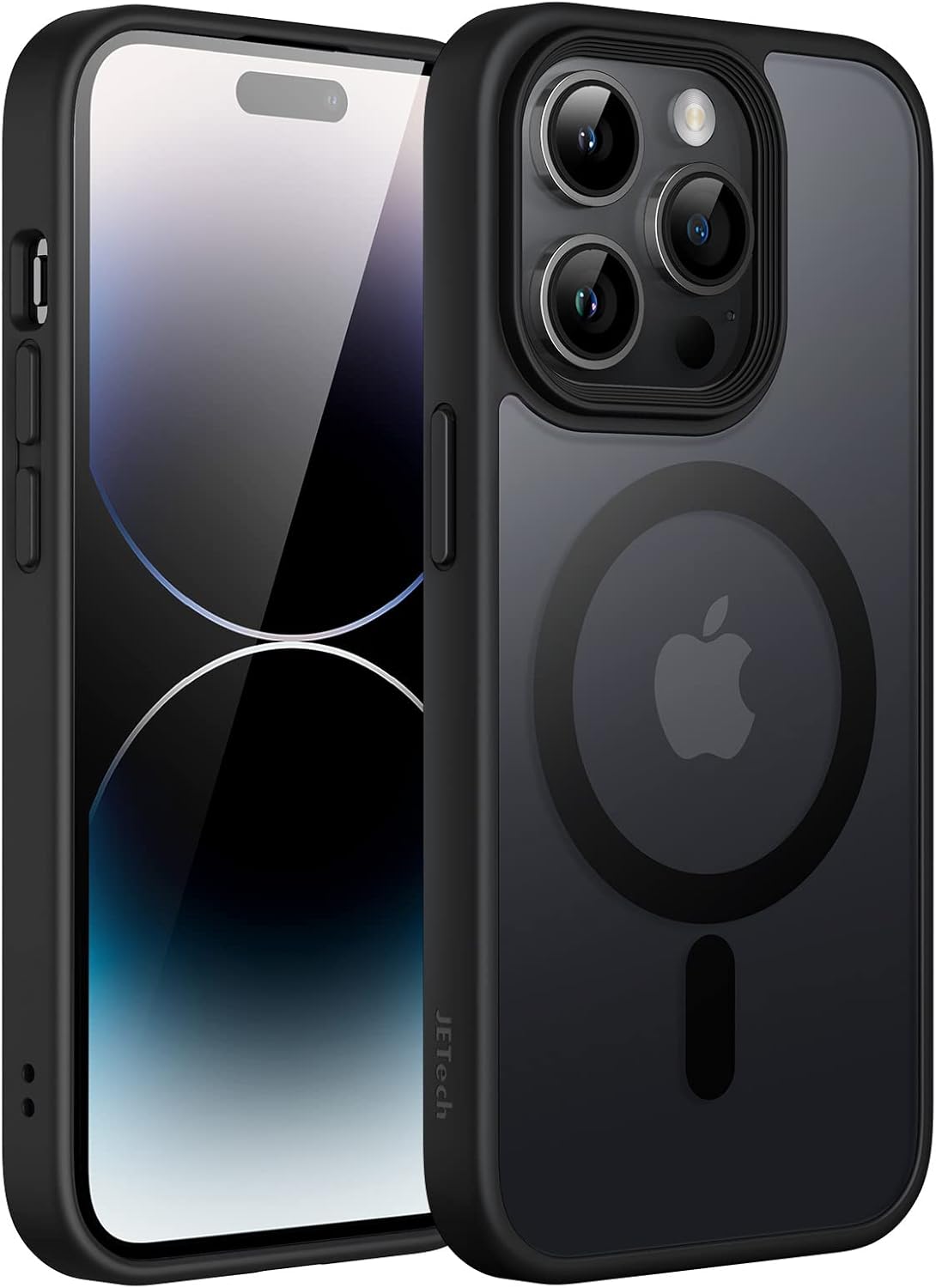 JETech Magnetic Case for iPhone 14 Pro Max 6.7-Inch Compatible with MagSafe, Translucent Matte Back Slim Shockproof Phone Cover (Black)