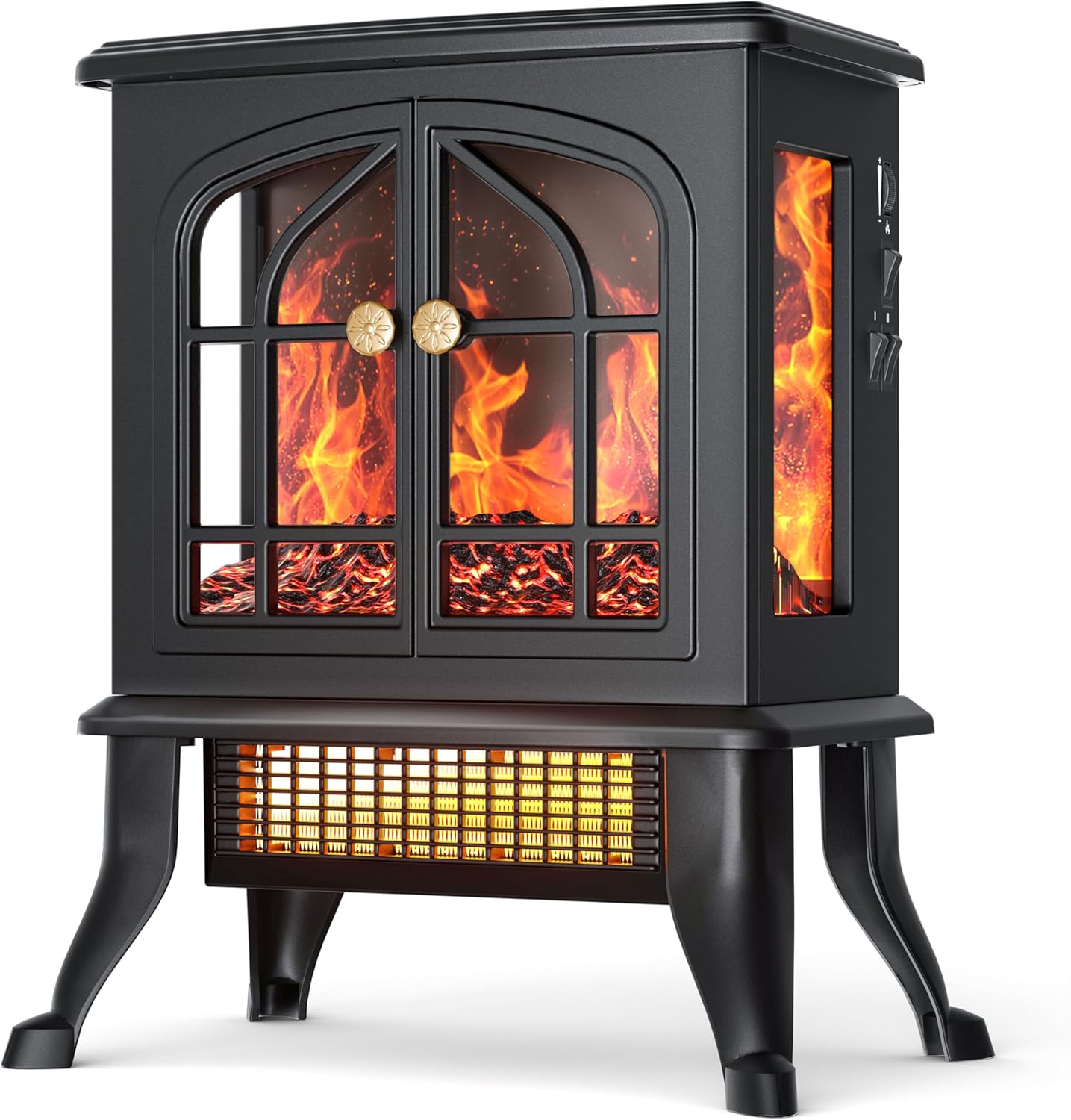 BLUEQUE 2000W Fan Heater with 3D Flame Effect